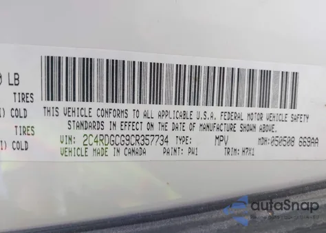 2012 Dodge Grand Caravan Sxt from USA, damaged, VIN 2C4RDGCG9CR357734